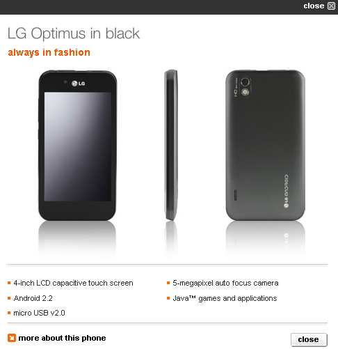 lg optimus one black. the LG Optimus Black which