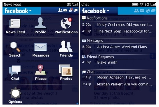 various versions of facebook for blackberry download