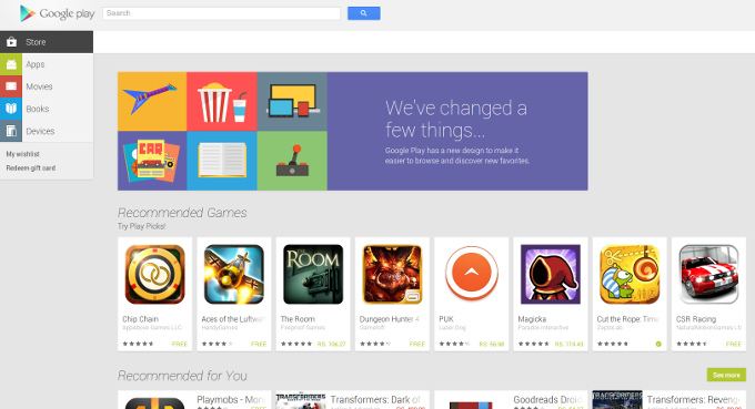New Google Play Web Store