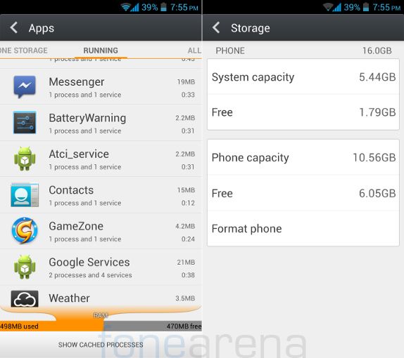 Gionee Elife E5 RAM and Internal Storage