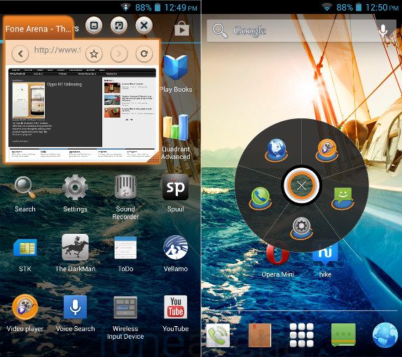 Micromax Canvas Turbo Popup Browser and iFloat Tray