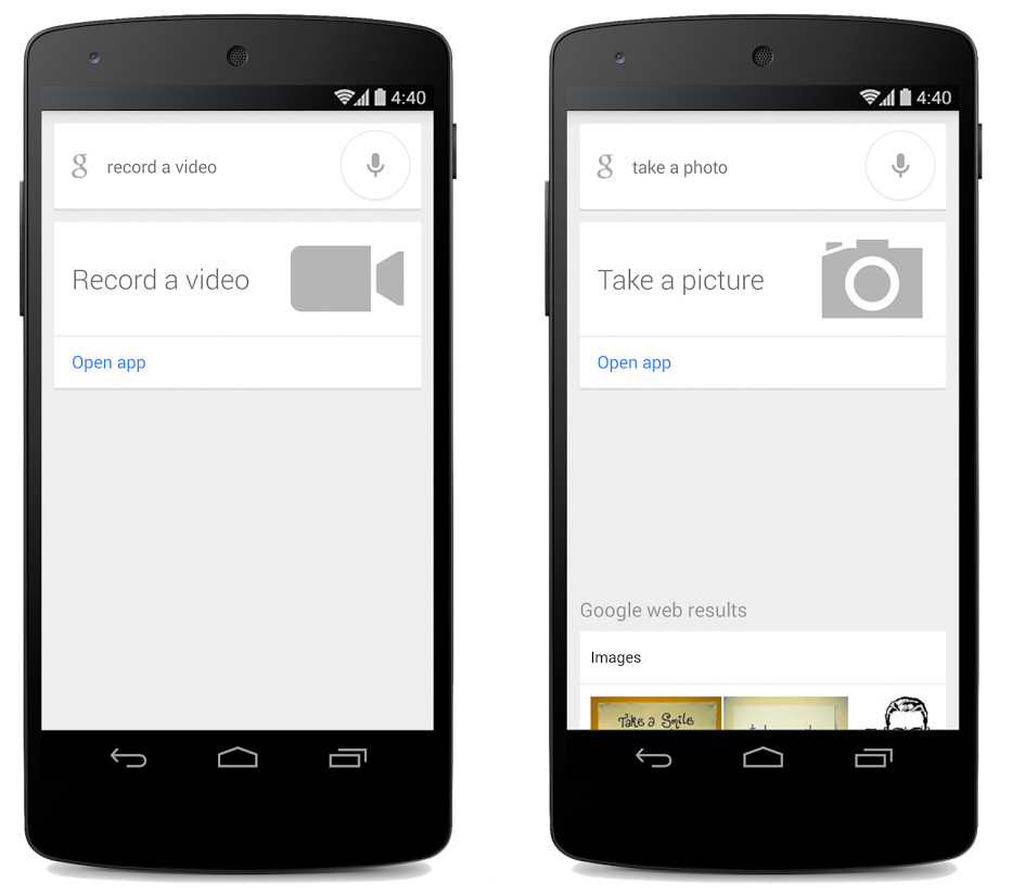 Google Search for Android Record Video and Take a Photo
