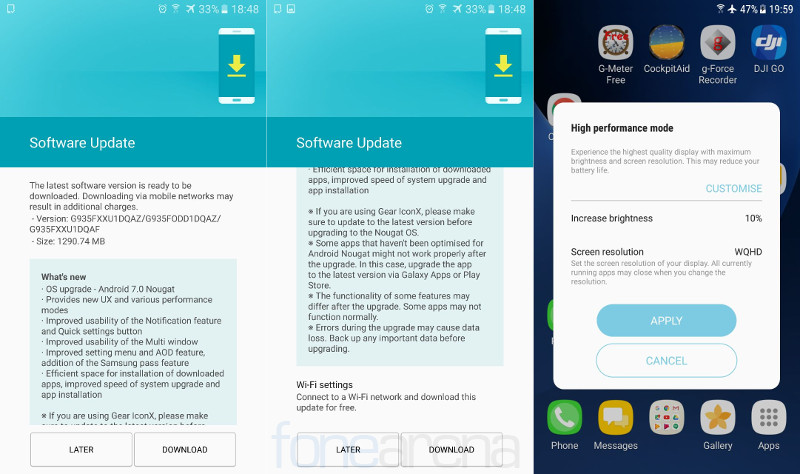 Samsung Galaxy S7 edge Android 7.0 Nougat