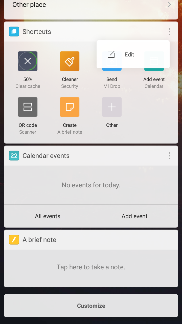 MIUI App Vault Overview – Shortcuts, Cricket, Calendar events, Notes