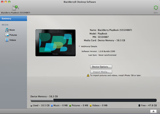 blackberry playbook software for pc