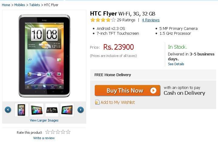 Htc Flyer 32gb 3g Version Price Drops To Rs