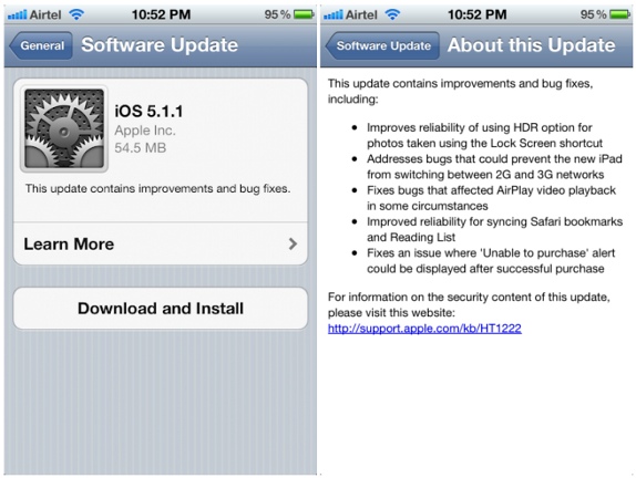 błąd podczas aktualizacji iPoda touch do systemu operacyjnego 5.1.1