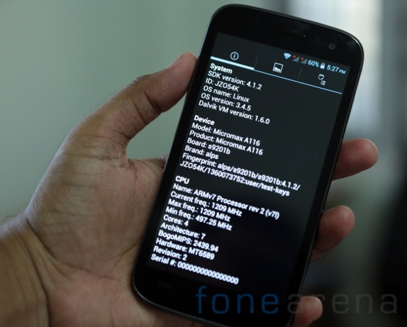 Micromax A116 Canvas HD Benchmarks