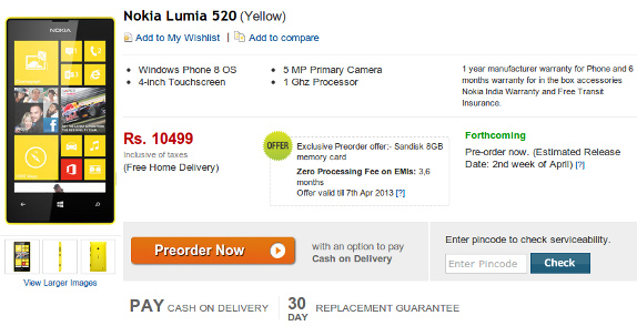Nokia Lumia 520 Flipkart