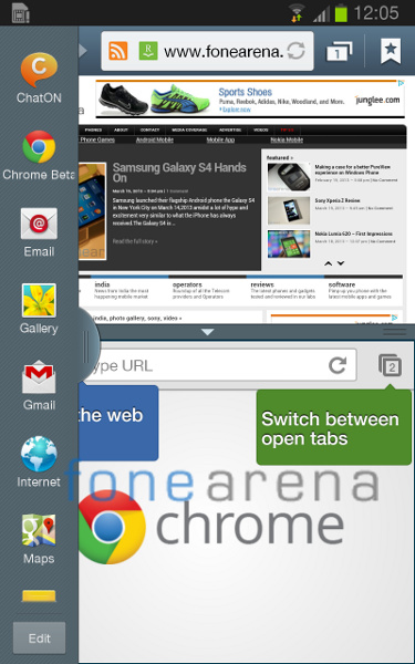 Samsung Galaxy Note Android 4.1.2 Multi Window