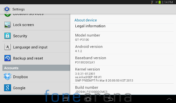 Samsung Galaxy Tab 2 310 Android 4.1.2 India
