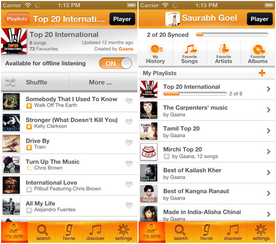 Gaana for iPhone 2.0