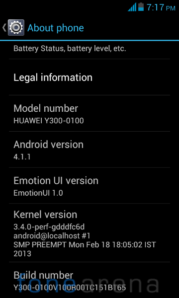 Huawei Y300 Android version