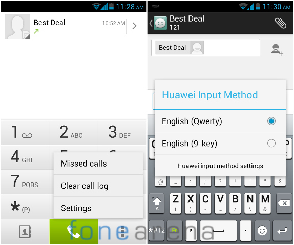 Huawei Y300 Calls and Messaging