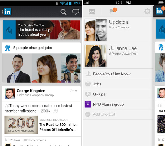 LinkedIn for Android and iPhone
