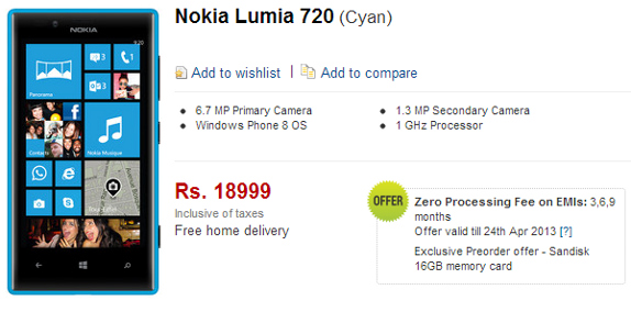 Nokia Lumia 720 Flipkart