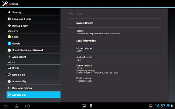 Sony Xperia Tablet S Android 4.1.1
