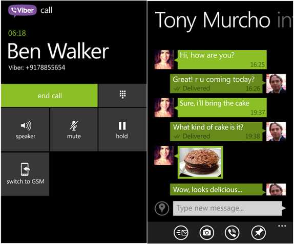 Viber for Windows Phone 8 voice calls