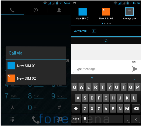 Xolo B700 Dialer and Messaging