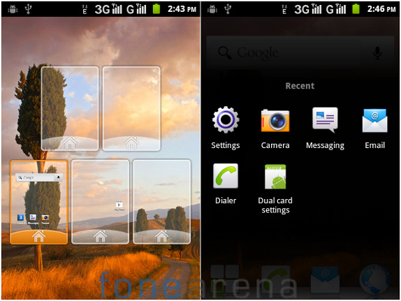 Huawei Ascend Y210D Home screens & Multitasking