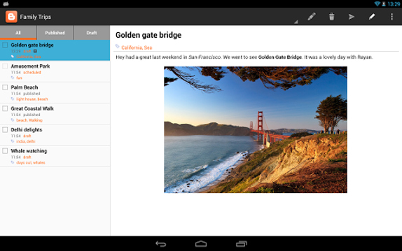 Blogger for Android Tablet support