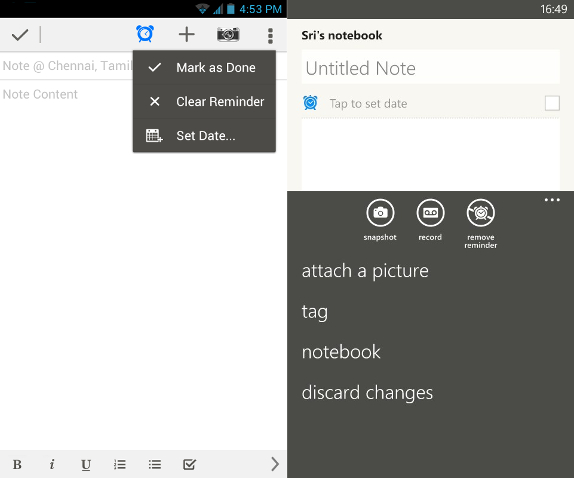 Evernote Reminders for Android and Windows Phone