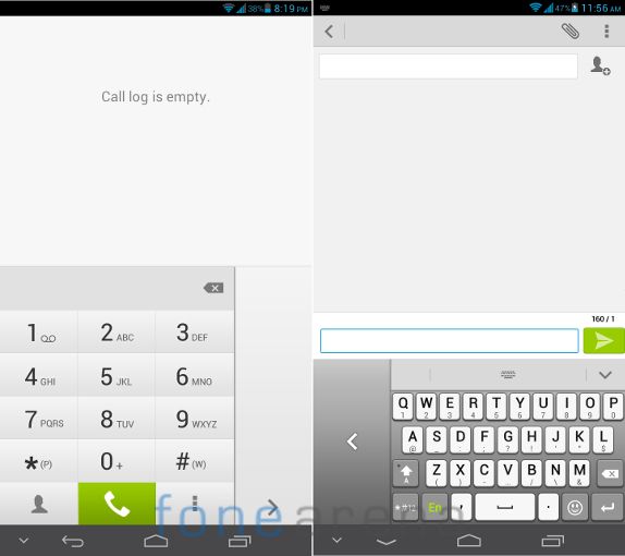 Huawei Ascend Mate On-hand Operation Dialer and Keyboard