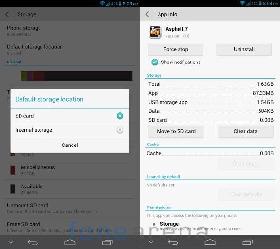 Huawei Ascend Mate Storage location and Move to SD