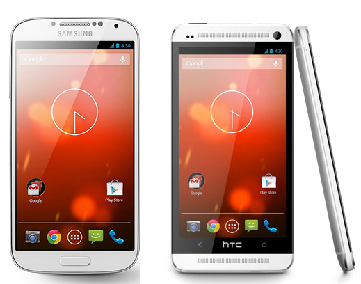 Samsung Galaxy S4 and HTC One Google Play edition