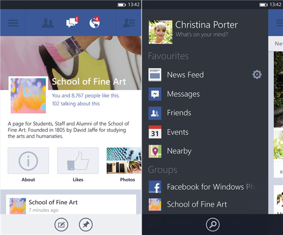 Facebook 5.0 for Windows Phone 8