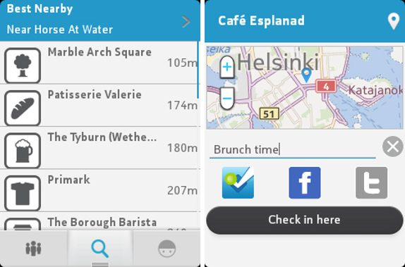 Foursquare for Nokia Series 40