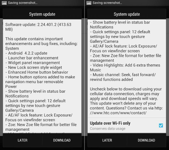 HTC One Android 4.2.2 update UK and France