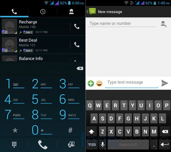 Micromax Canvas 4 Dialer and Messages