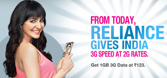 Reliance 3G 1 GB at Rs. 123