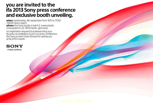 Sony IFA press event invite