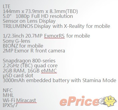 xperia-honami-specs