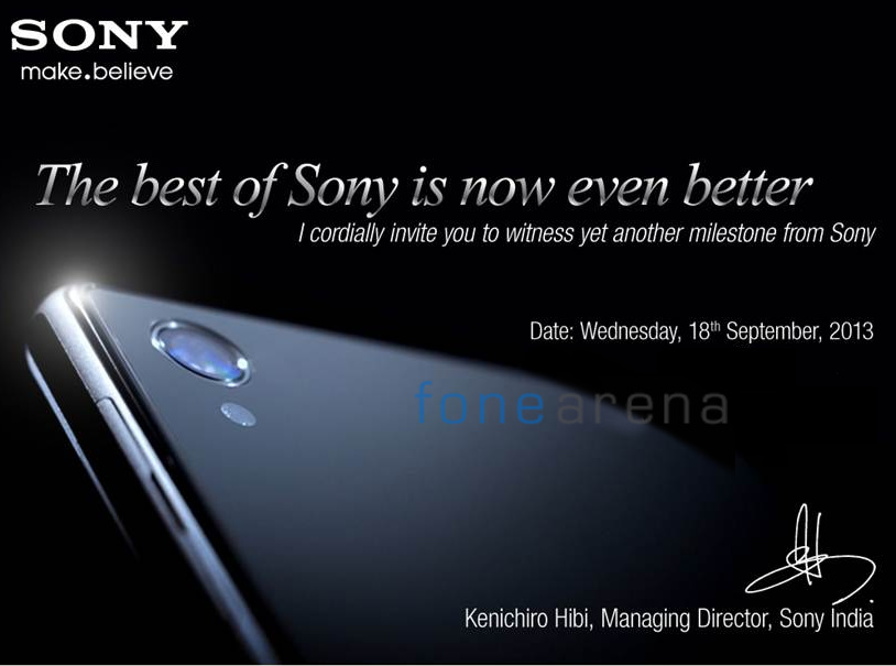 Sony India Xperia Z1 Launch Invite