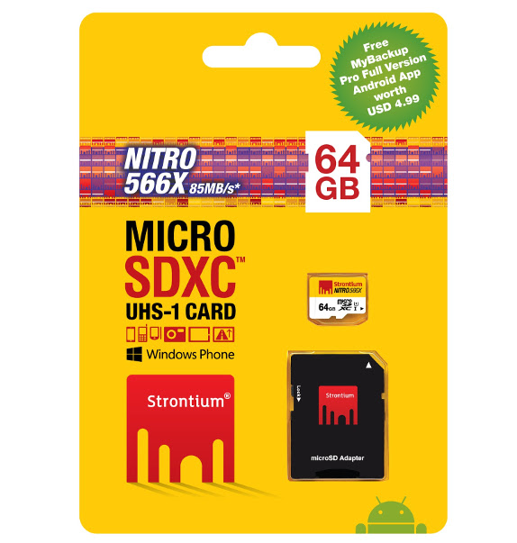 Strontium 64GB 566X-NITRO-UHS-1 microSD packing