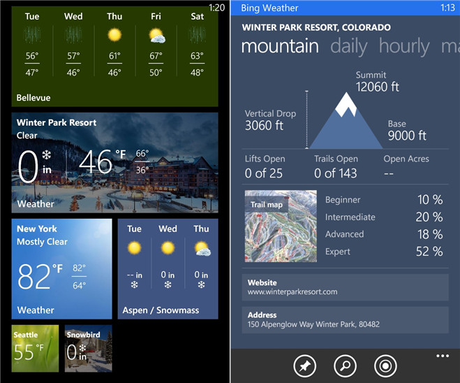 Bing Weather 2.0 for Windows Phone 8