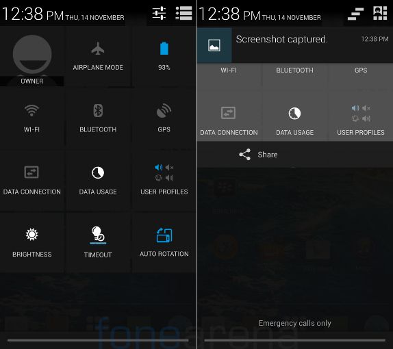 Micromax Canvas Turbo Quick Settings and Notifications