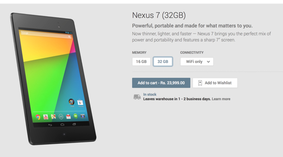 Google Nexus 7 (2013) WiFi and LTE variants go on sale in India on