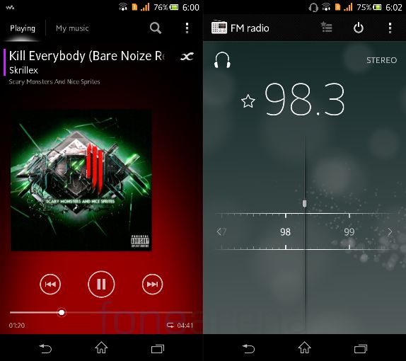 Sony Xperia C Music Player and FM