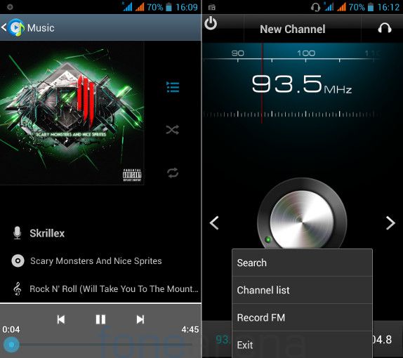 Xolo Q900 Music Player and FM Radio