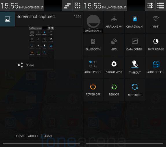Xolo Q900 Notification and Quick Settings