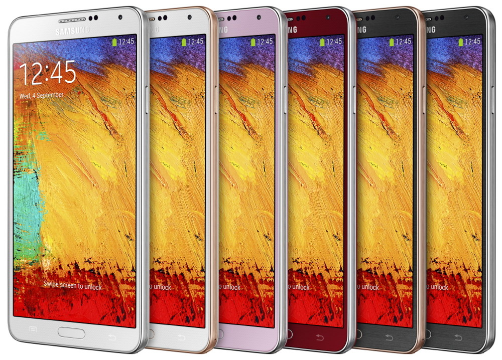 Samsung Galaxy Note 3 color options