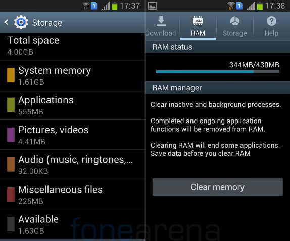 Samsung Galaxy Star Pro Internal Storage and RAM