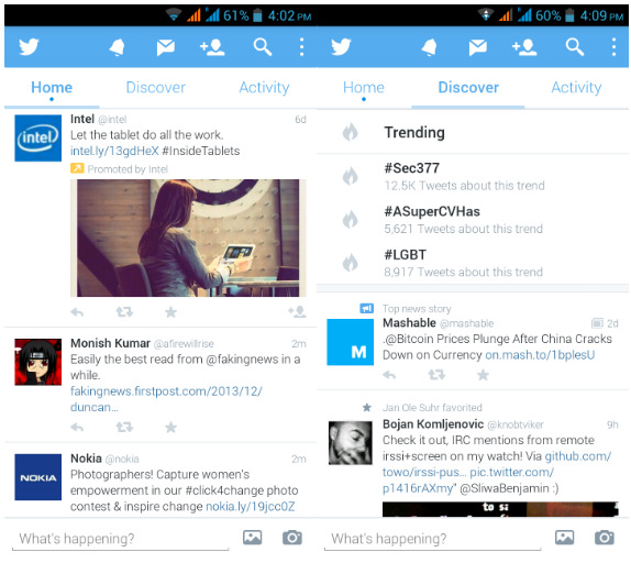 Twitter for Android updated with a new design, option to send photos