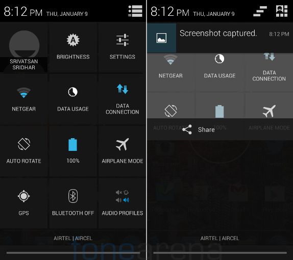 Xolo Q1000 Opus Quick Settings and Notifications