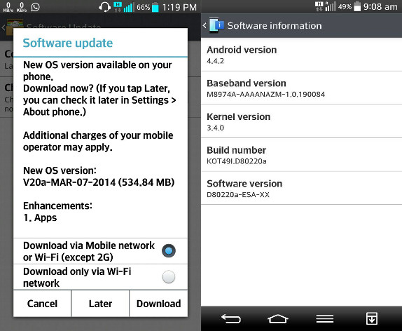 LG G2 Android 4.4 India