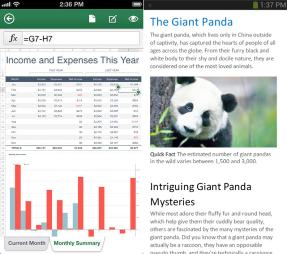Microsoft Office Mobile for iPhone and Android